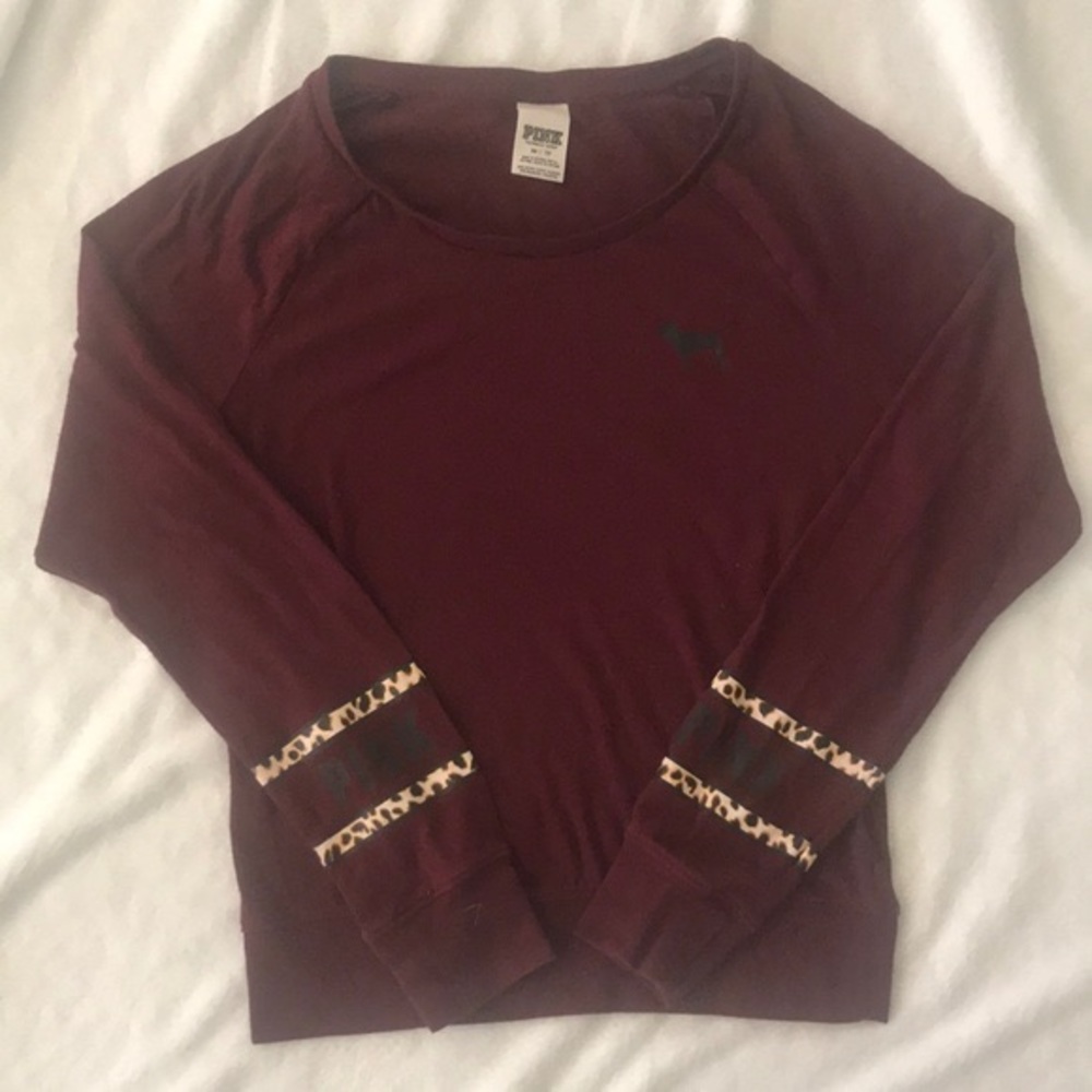 Maroon and cheetah print PINK long sleeve shirt